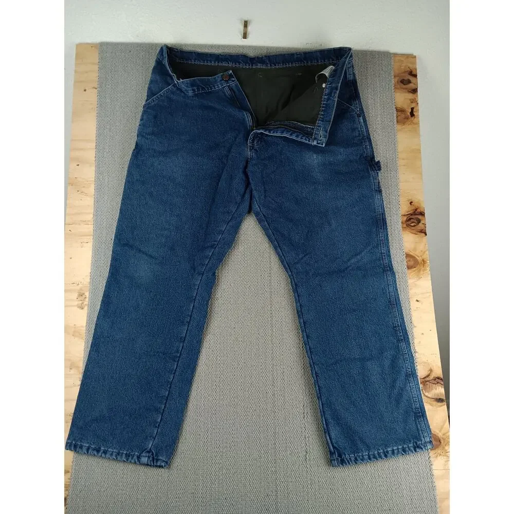 Wrangler Fleece-Lined Carpenter Jeans Mens 38X30 Blue Loose Fit Utility Winter‎